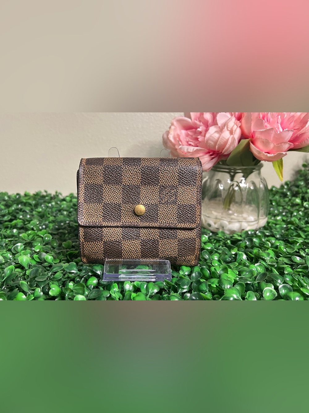 Louis Vuitton Damier Ebene Elise Wallet Compact Trifold SP1001